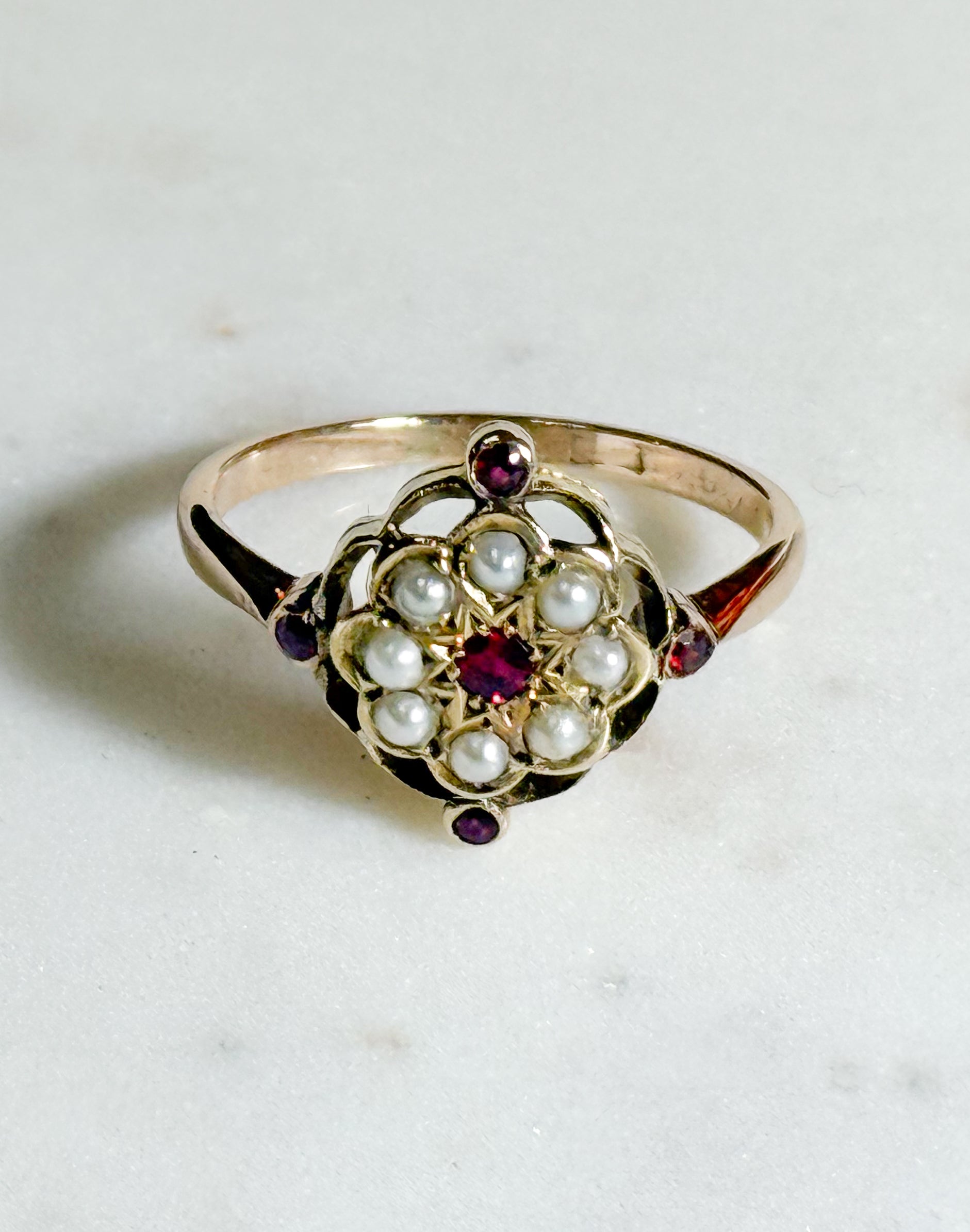 Ruby and Pearl Art Deco Ring