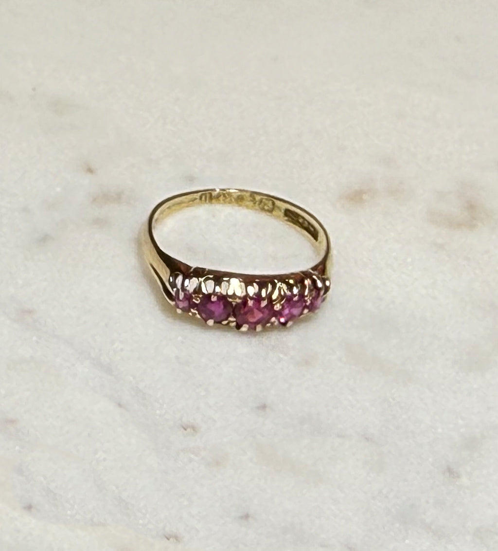 18ct Antique Ruby Five Stone Ring