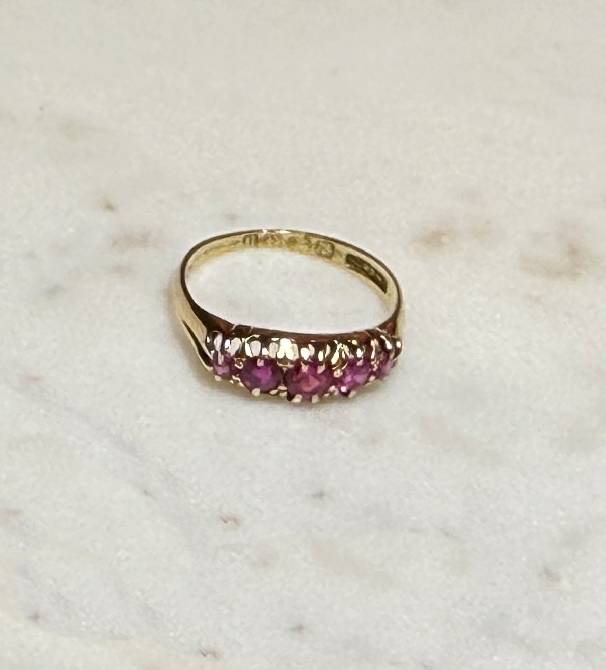 18ct Antique Ruby Five Stone Ring