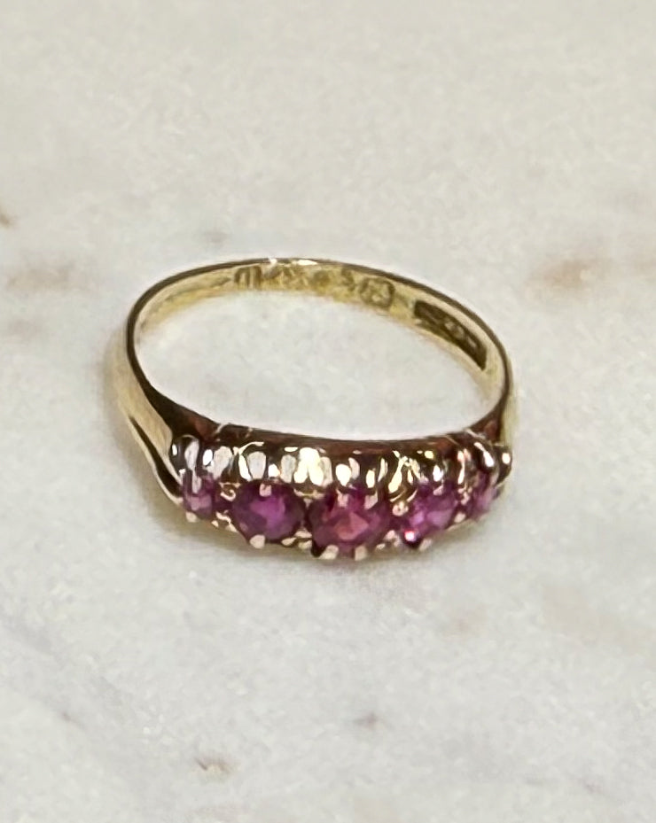 18ct Antique Ruby Five Stone Ring