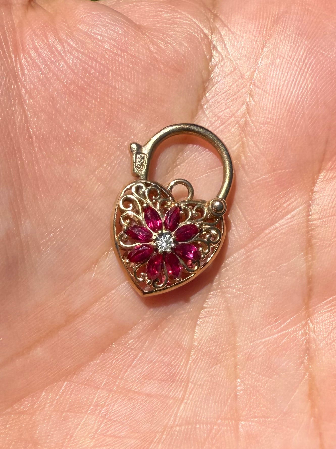 Ruby and Diamond Heart Padlock