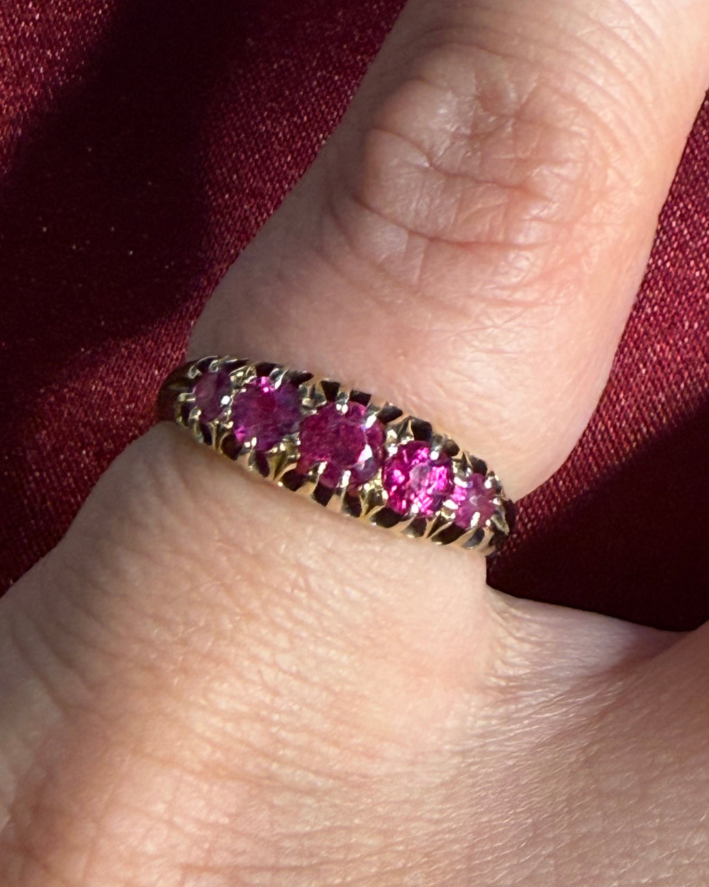 18ct Antique Ruby Five Stone Ring