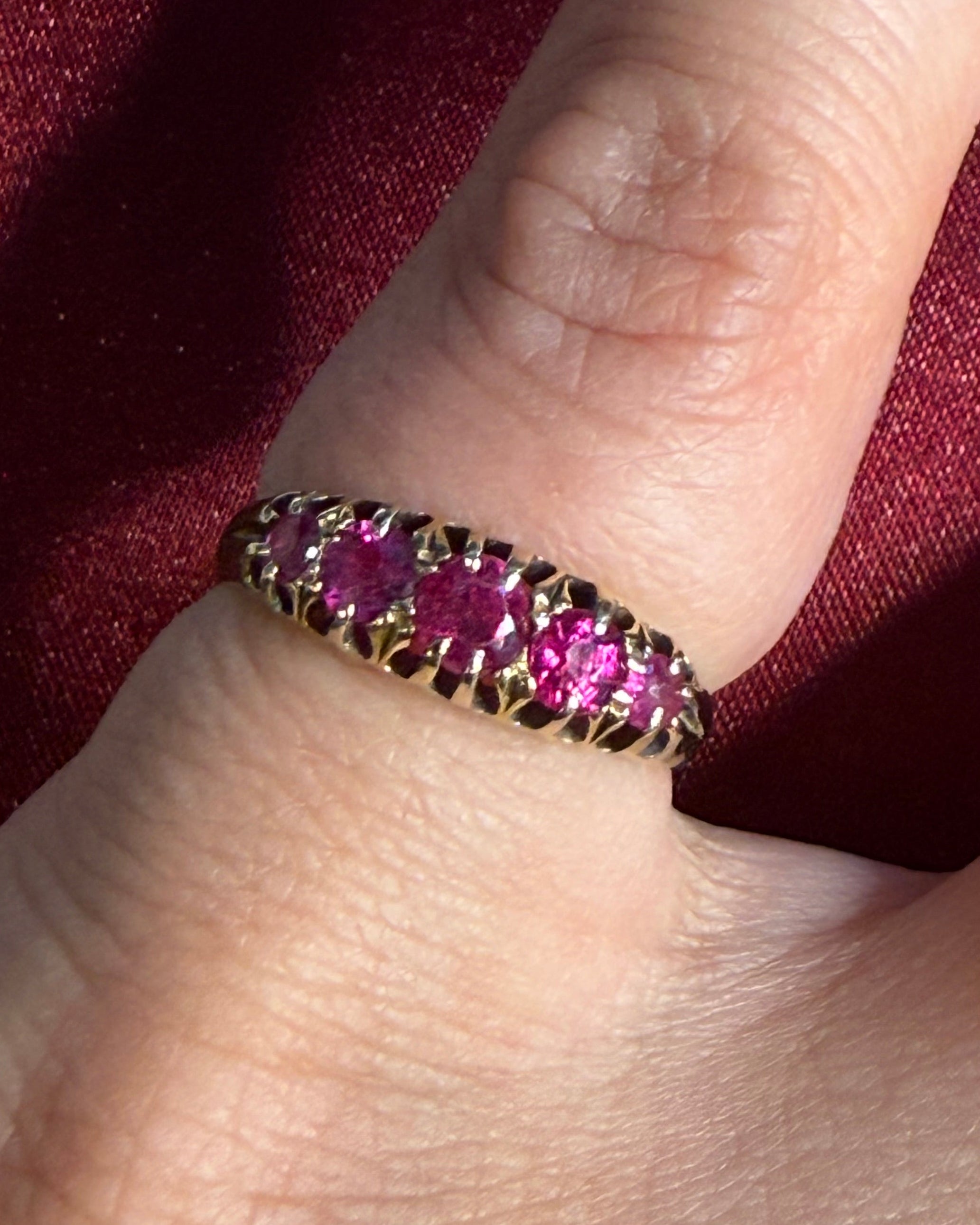 18ct Antique Ruby Five Stone Ring