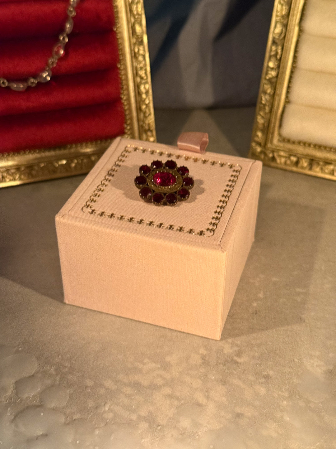 Early Victorian flat cut 'garnet' flower brooch