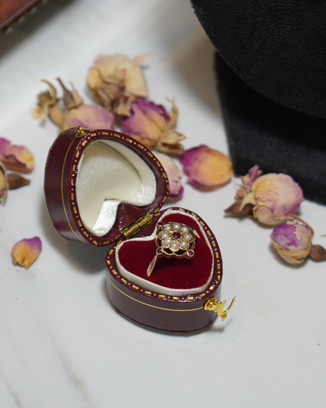 Ruby and Pearl Art Deco Ring