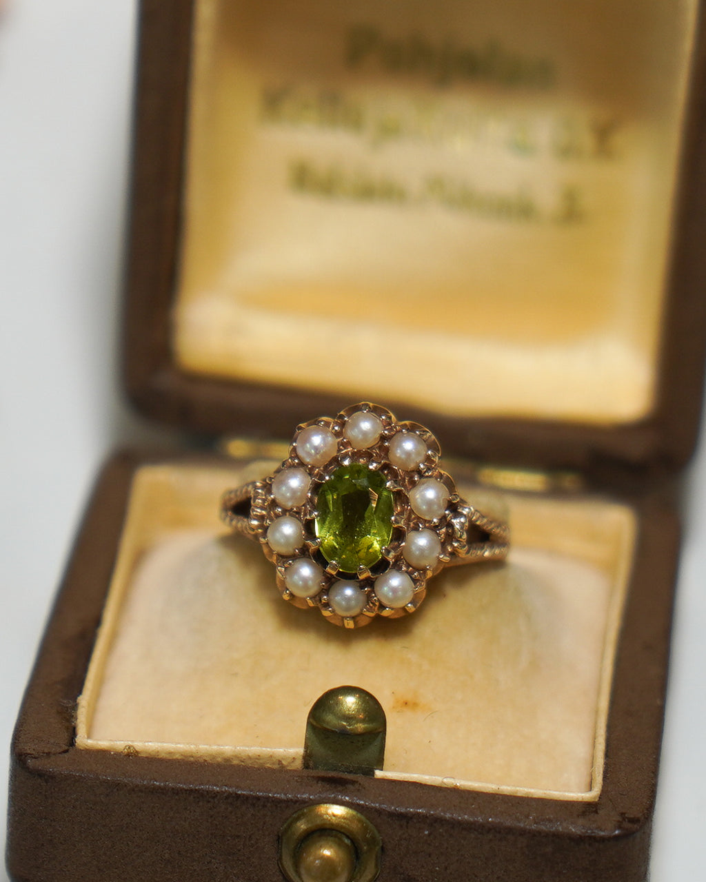 Vintage Stunner - Peridot and Pearl Ring
