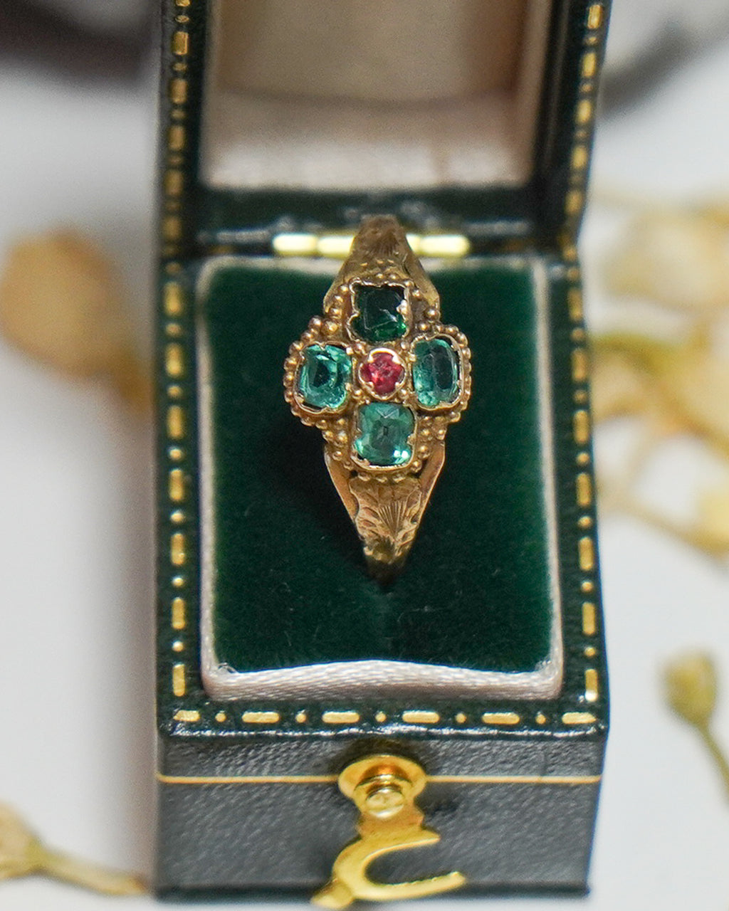 Victorian 'Emerald' and 'Ruby' Paste Ring
