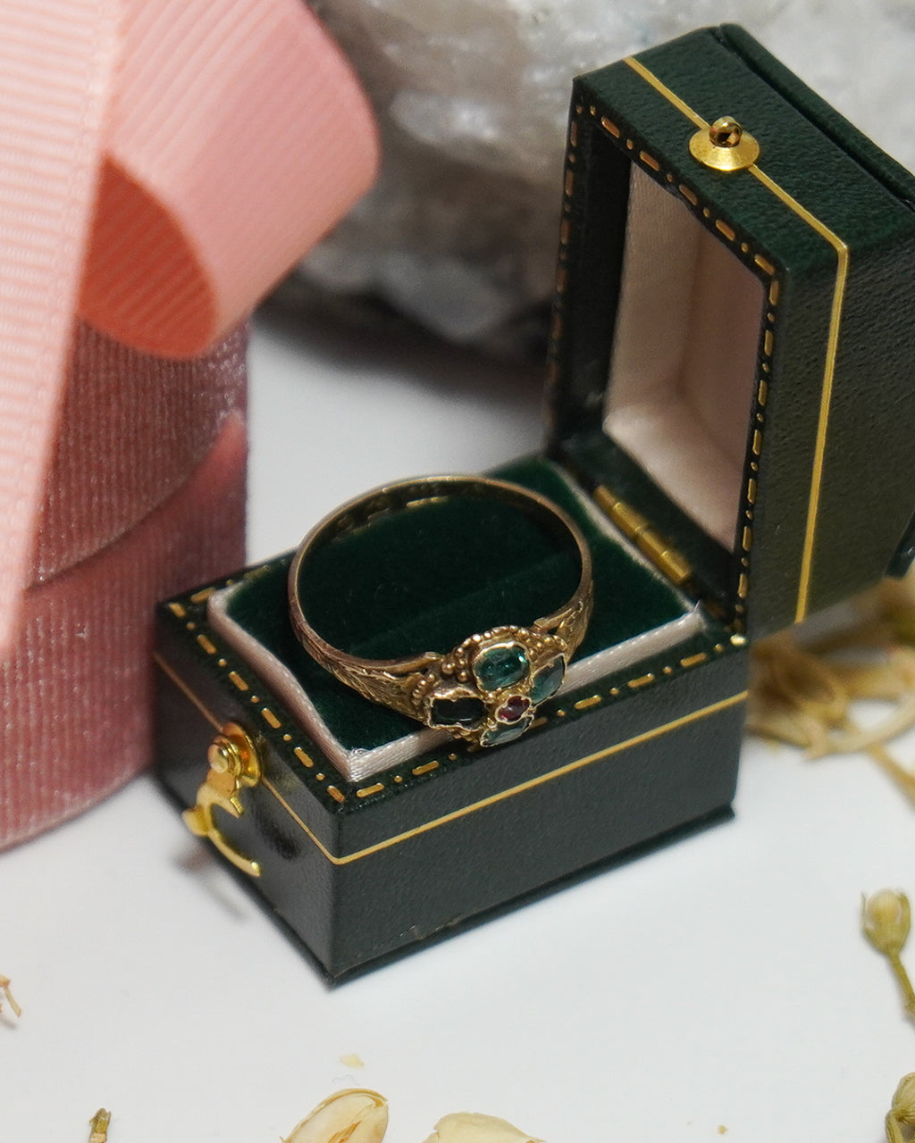 Victorian 'Emerald' and 'Ruby' Paste Ring