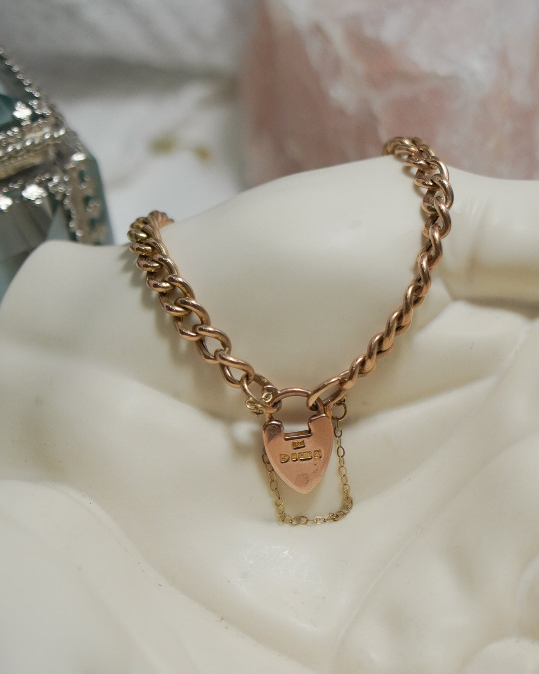 Edwardian 9ct Rosy Gold Padlock Bracelet