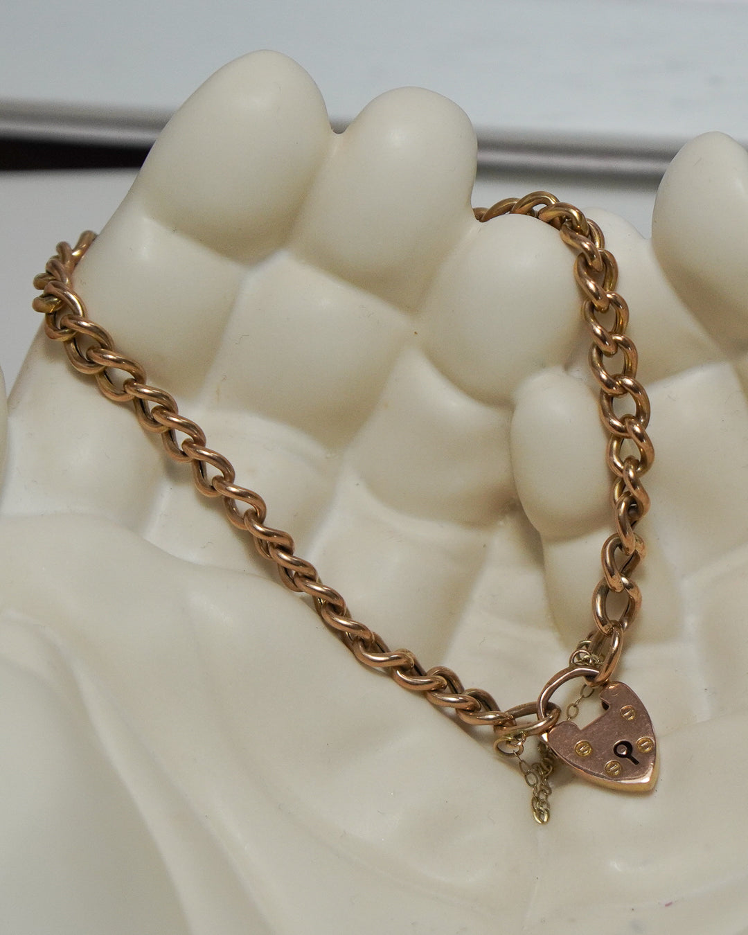 Edwardian 9ct Rosy Gold Padlock Bracelet