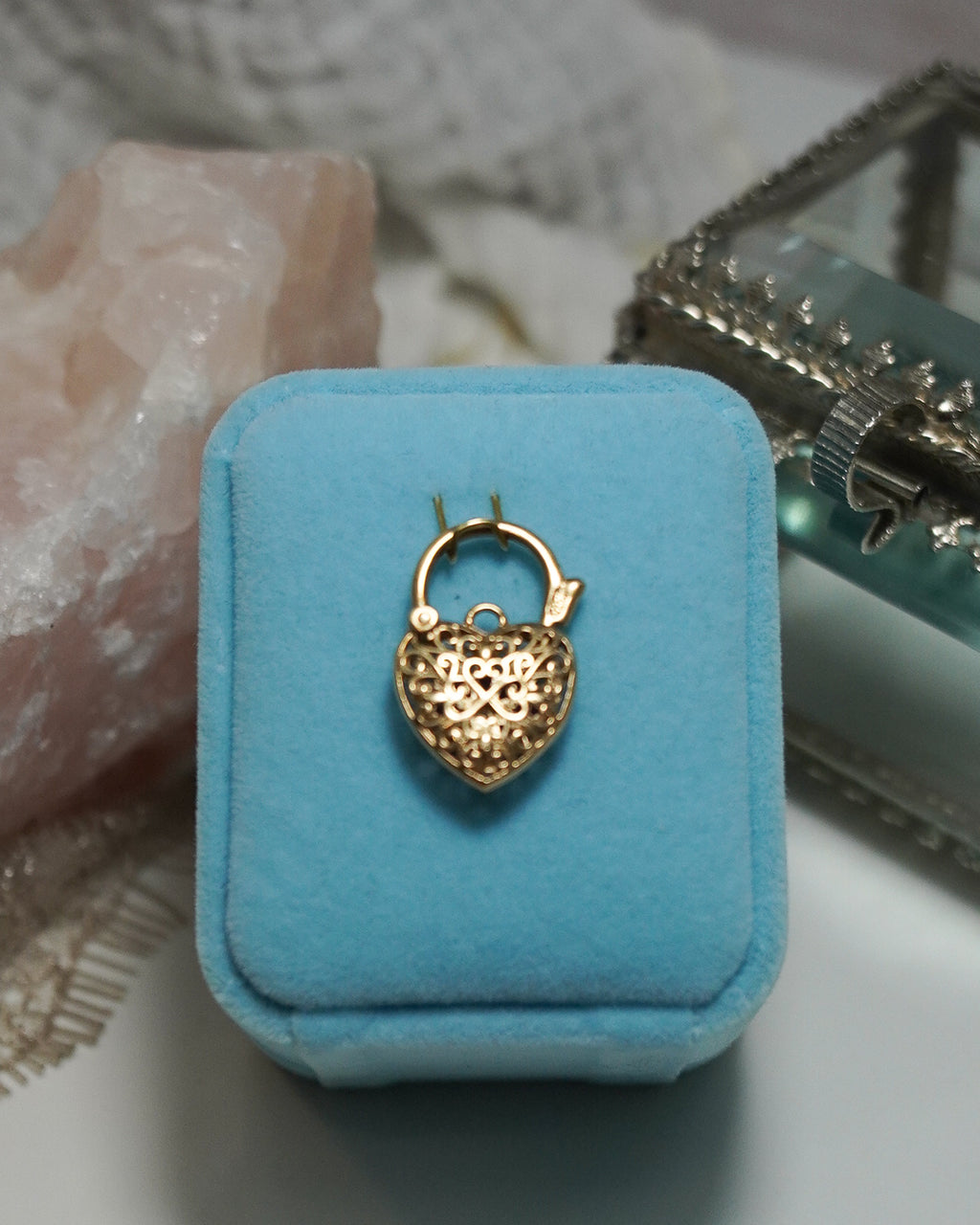 Ruby and Diamond Heart Padlock