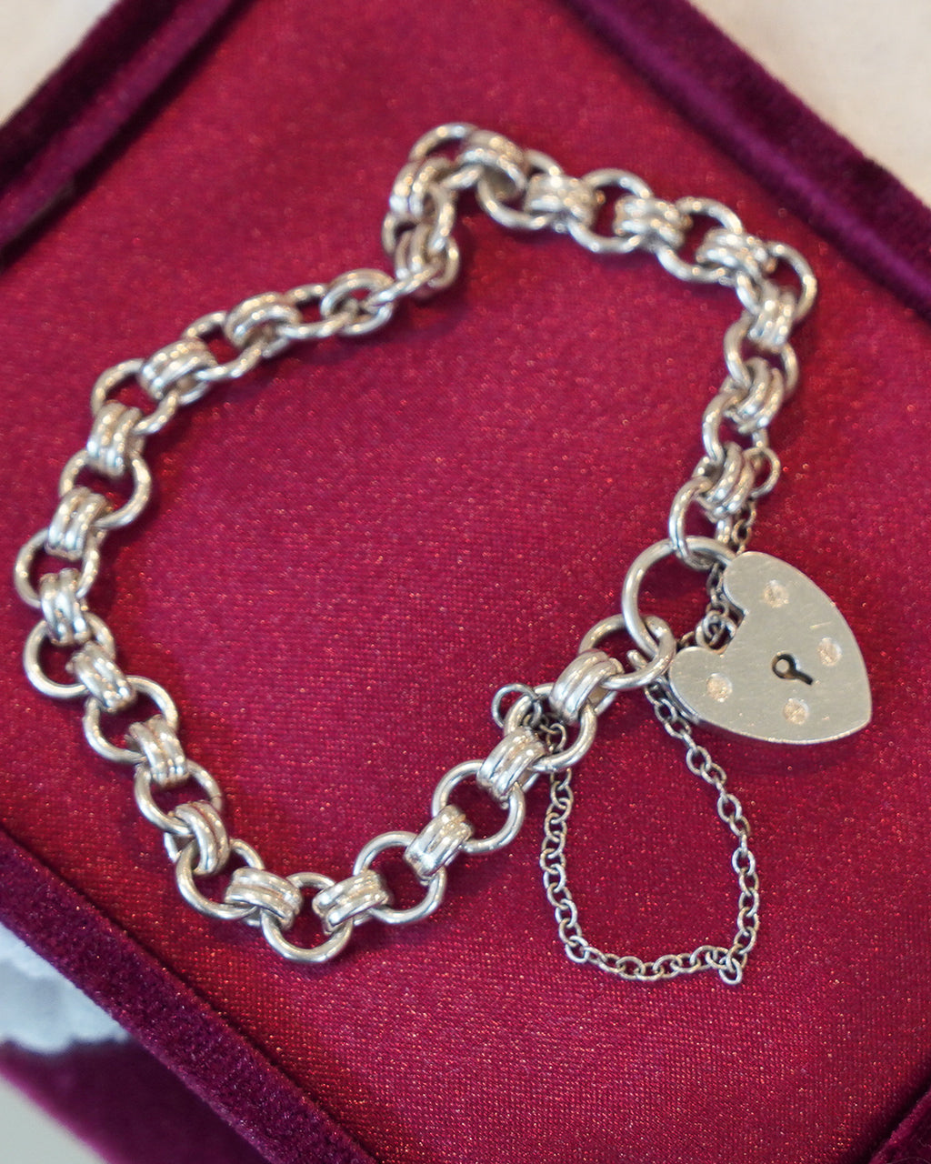 Fancy Belcher Bracelet - Sterling Silver with Padlock