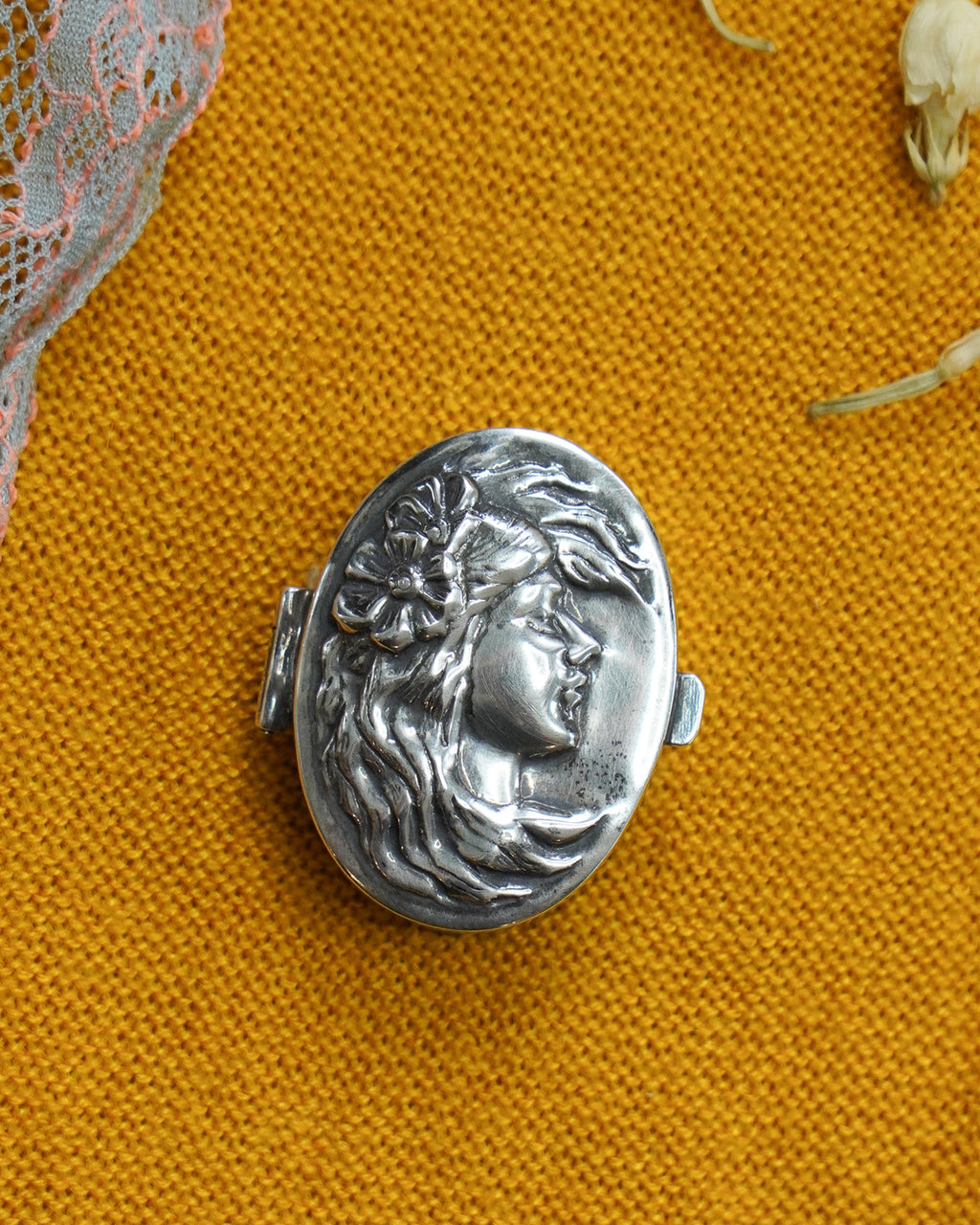 Art Nouveau Style Sterling Silver Pill Box