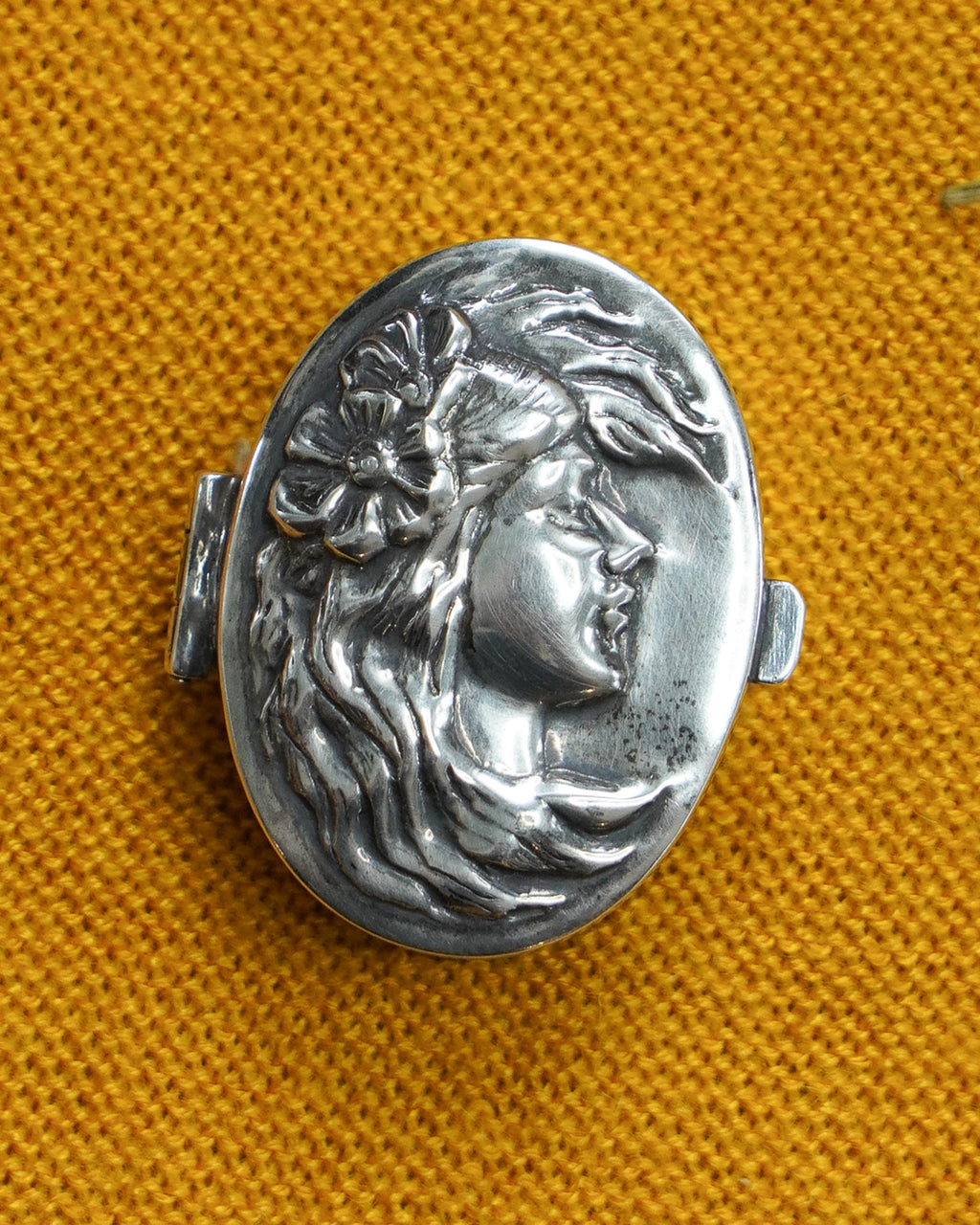 Art Nouveau Style Sterling Silver Pill Box