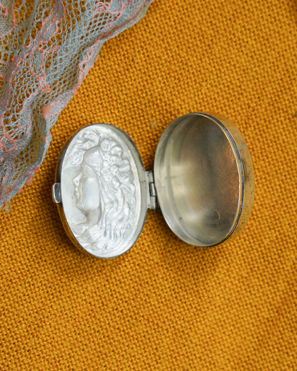 Art Nouveau Style Sterling Silver Pill Box