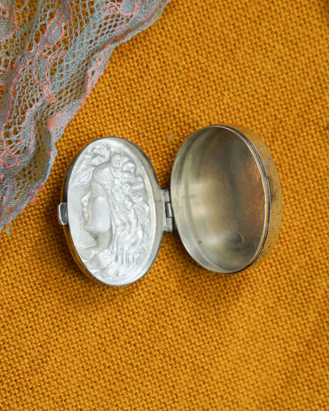 Art Nouveau Style Sterling Silver Pill Box