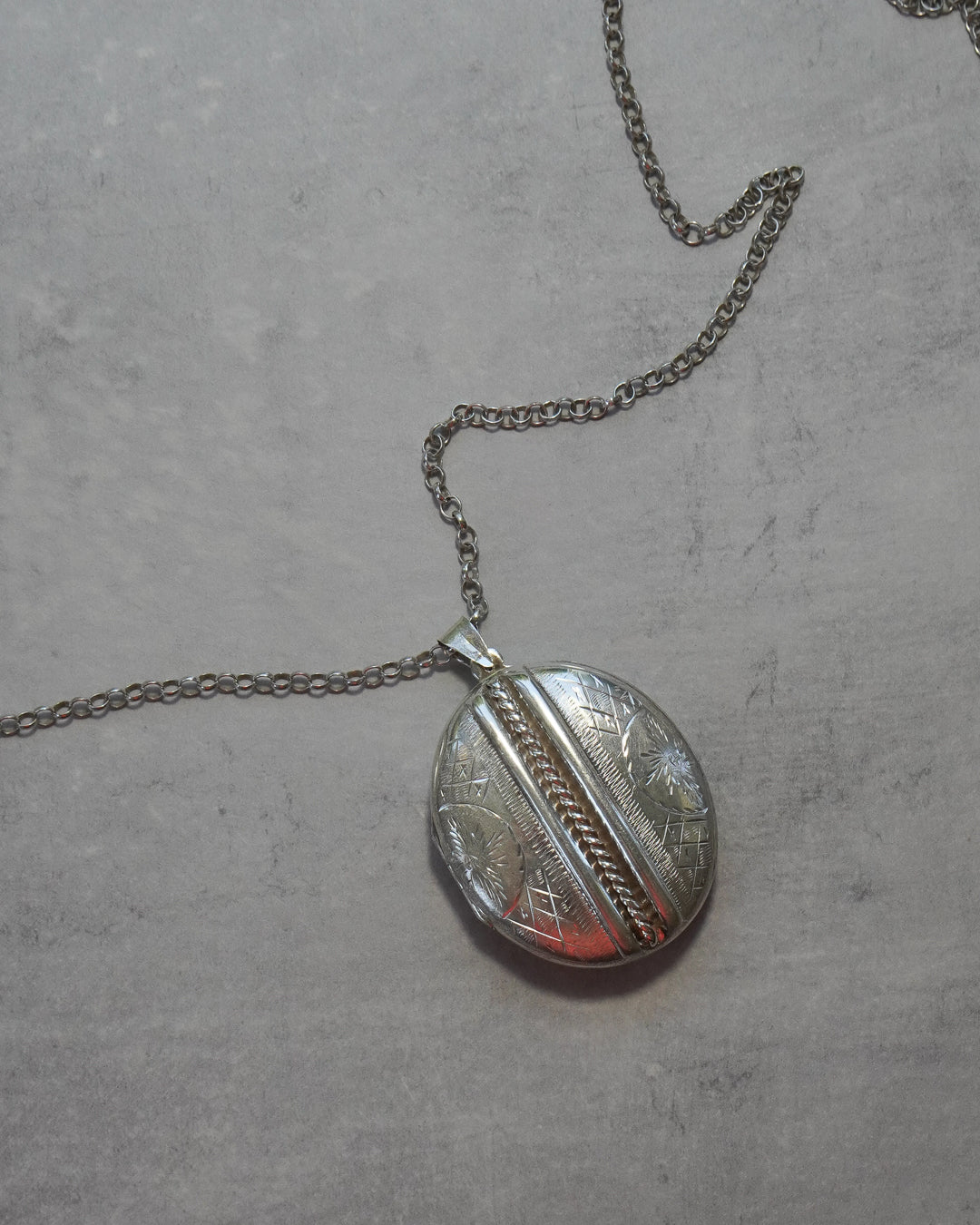 Victorian Style Silver Locket and Chain