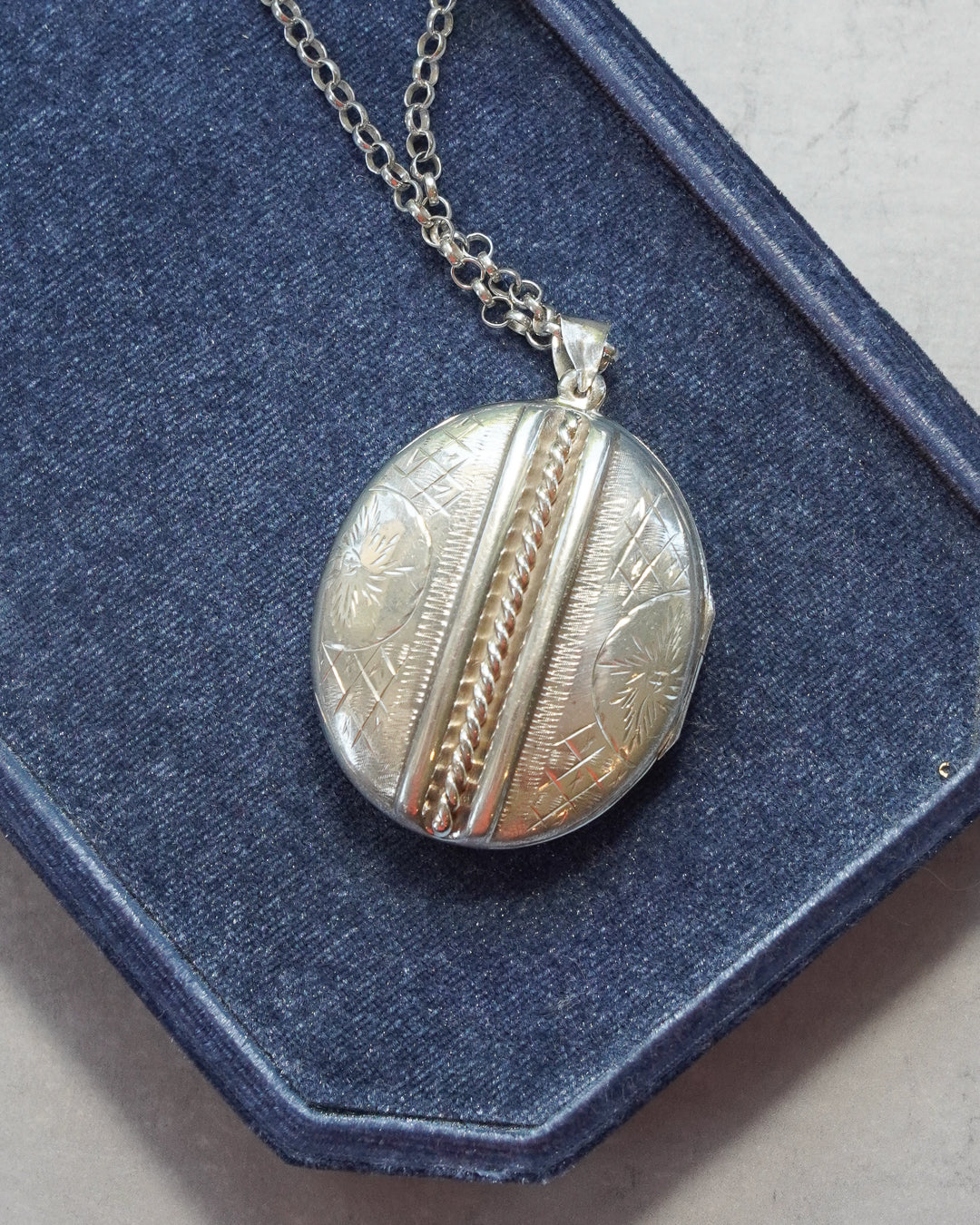 Victorian Style Silver Locket and Chain