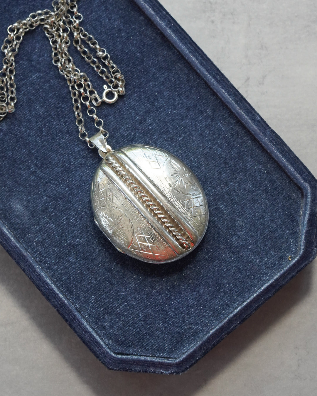 Victorian Style Silver Locket and Chain