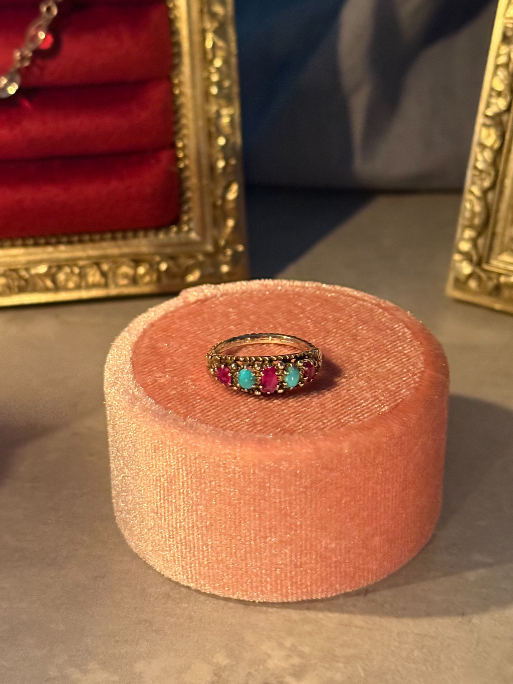 Victorian Ruby and Turquoise Ring