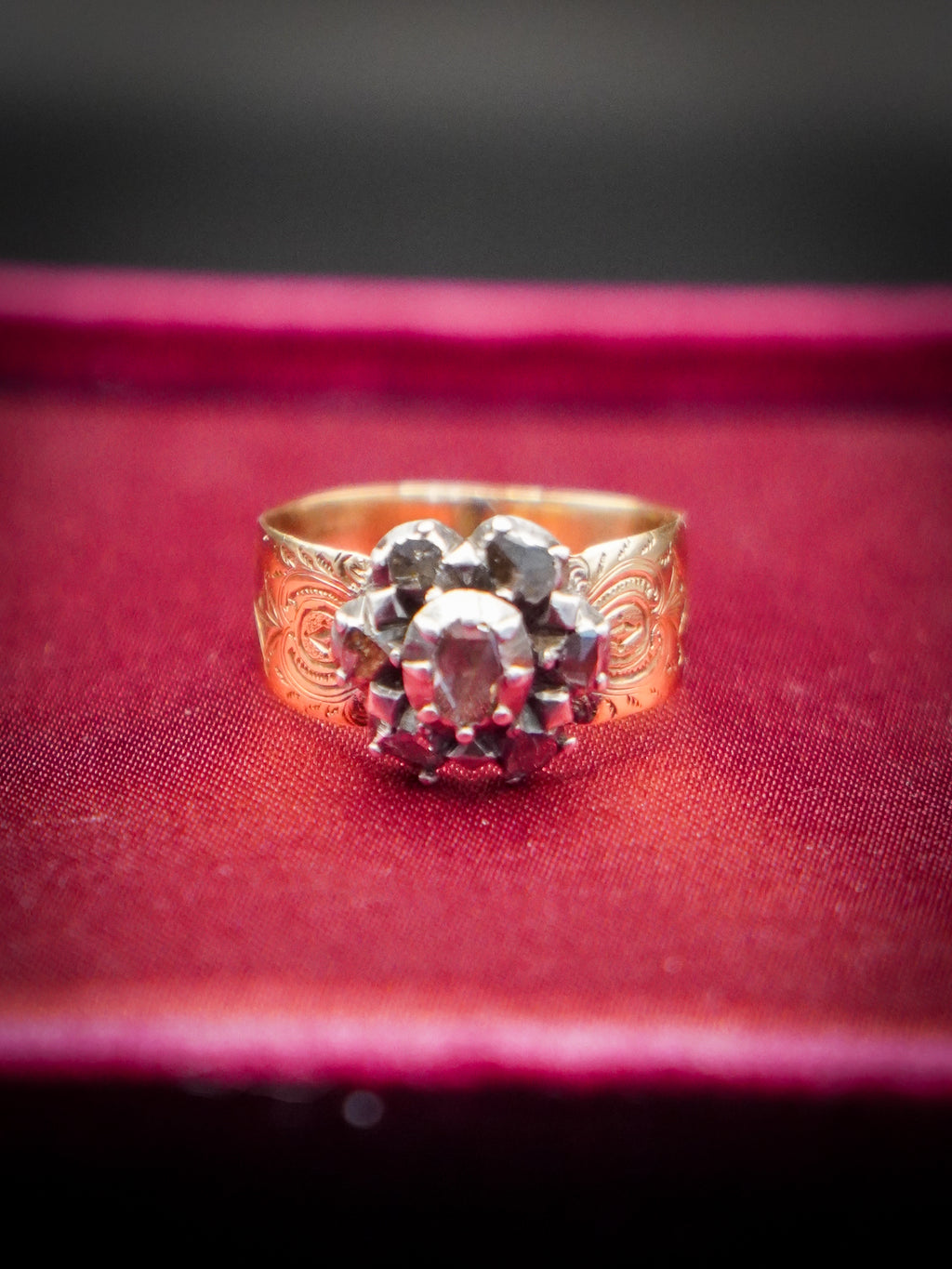 Wide Band Antique Diamond Cluster