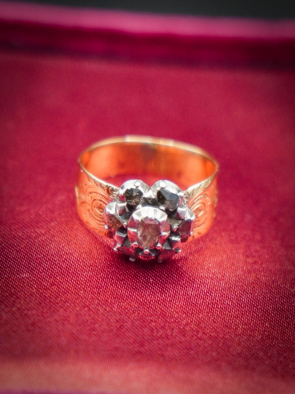 Wide Band Antique Diamond Cluster