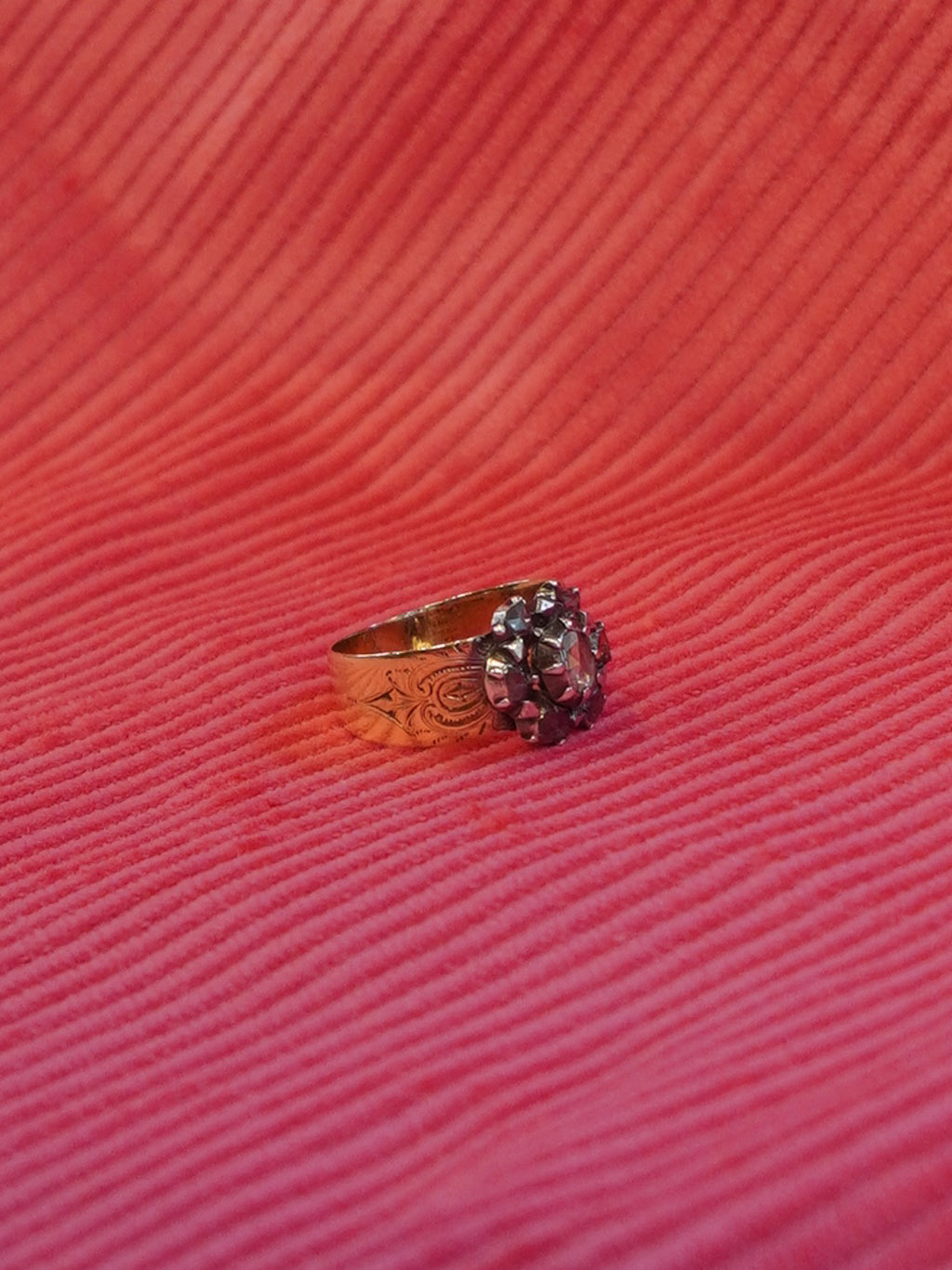 Wide Band Antique Diamond Cluster