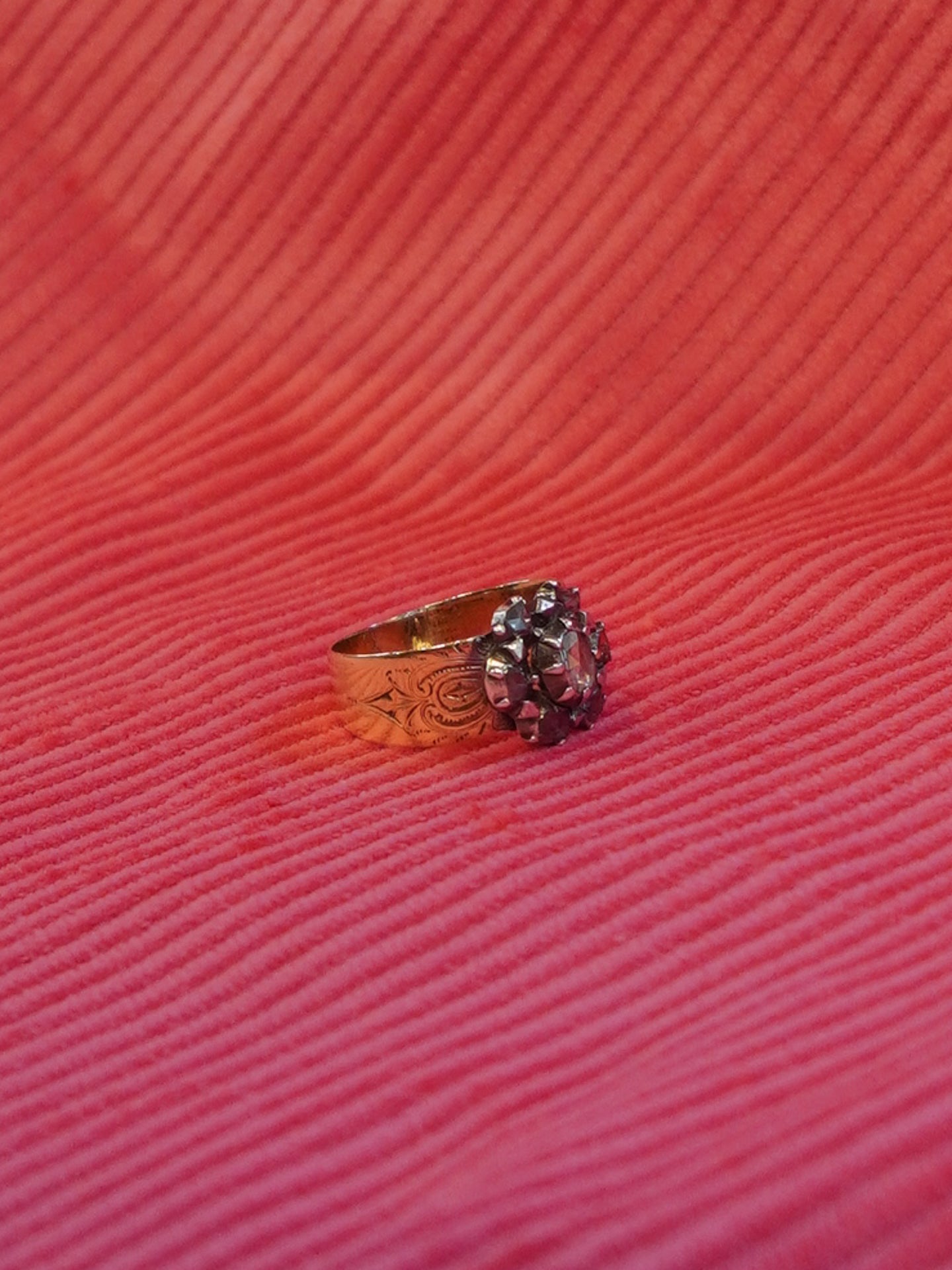 Wide Band Antique Diamond Cluster
