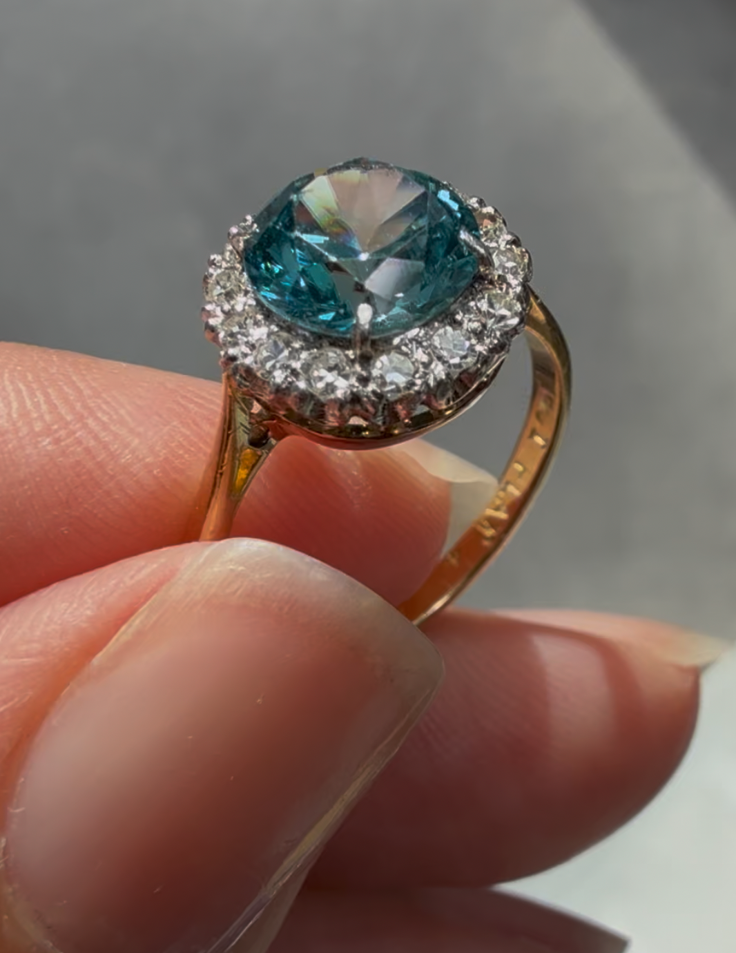 Diamond and Blue Zircon Ring
