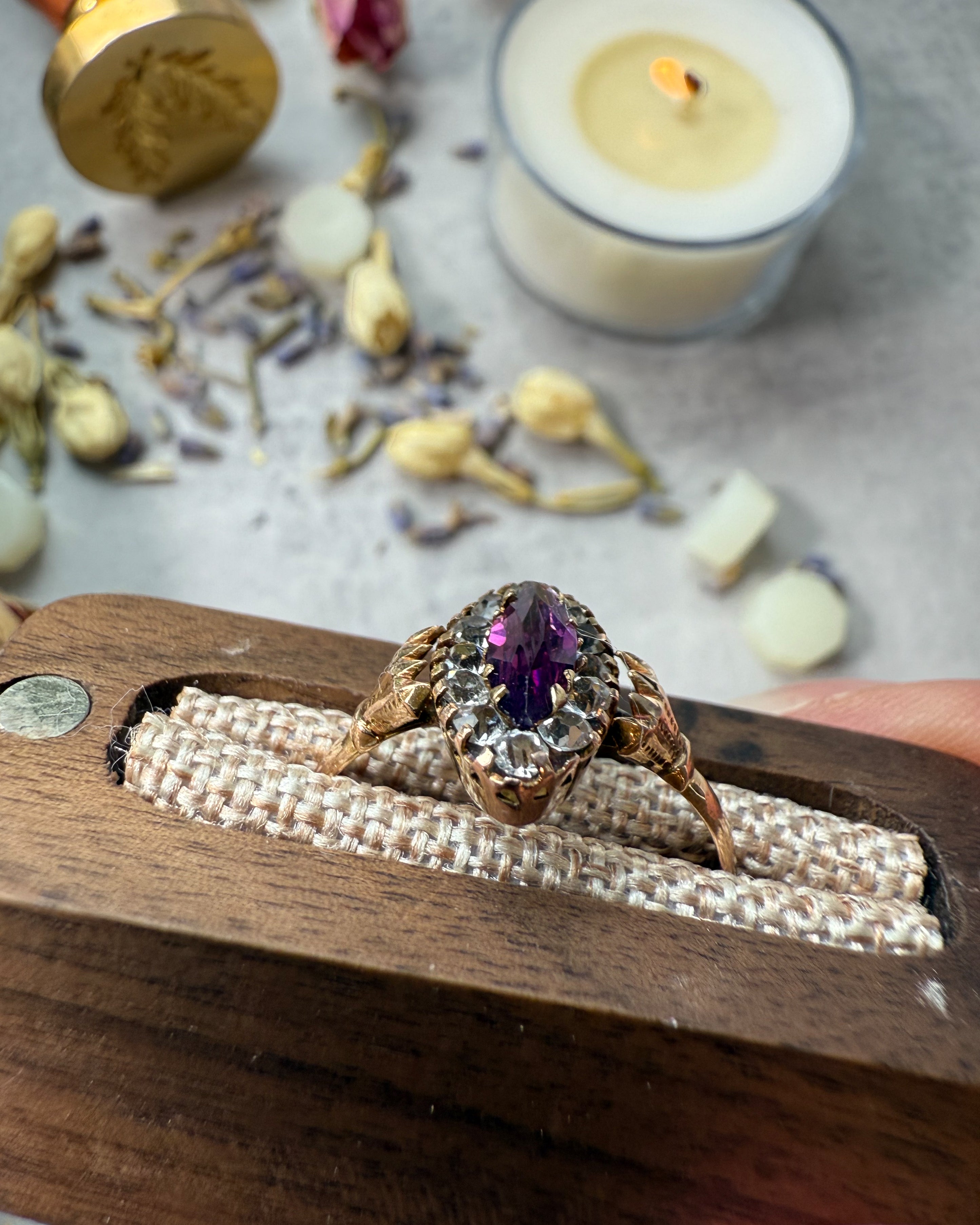 Edwardian Purple and Clear stone Ring
