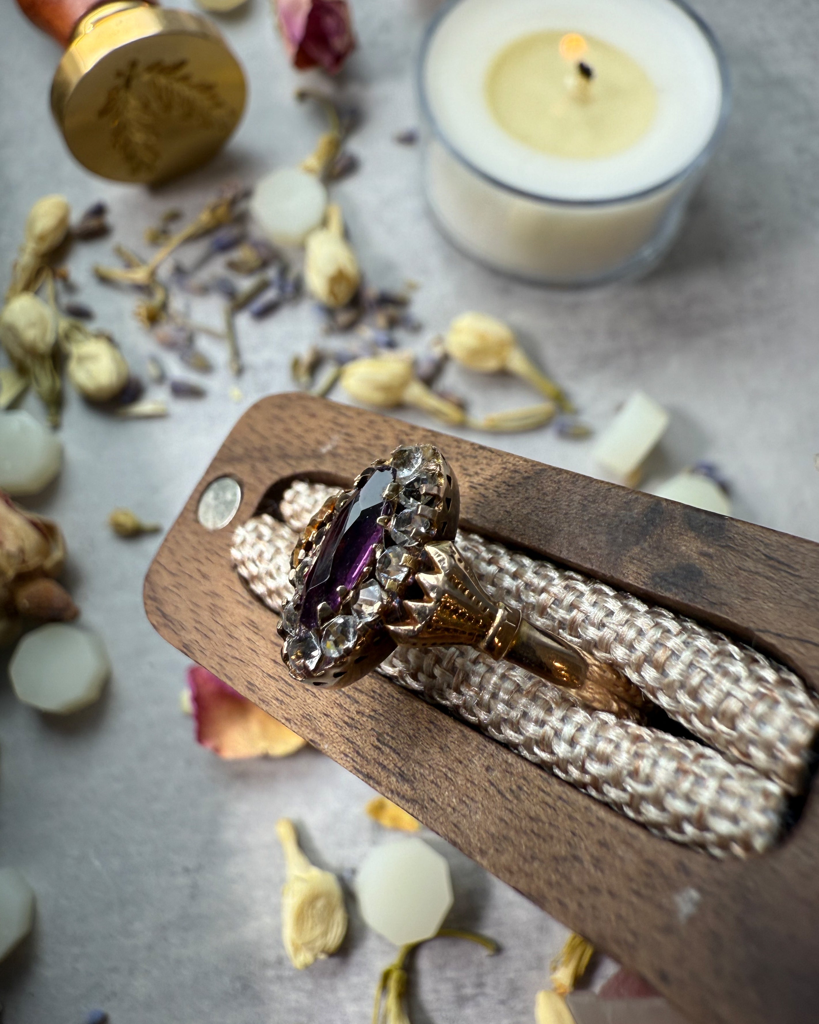 Edwardian Purple and Clear stone Ring