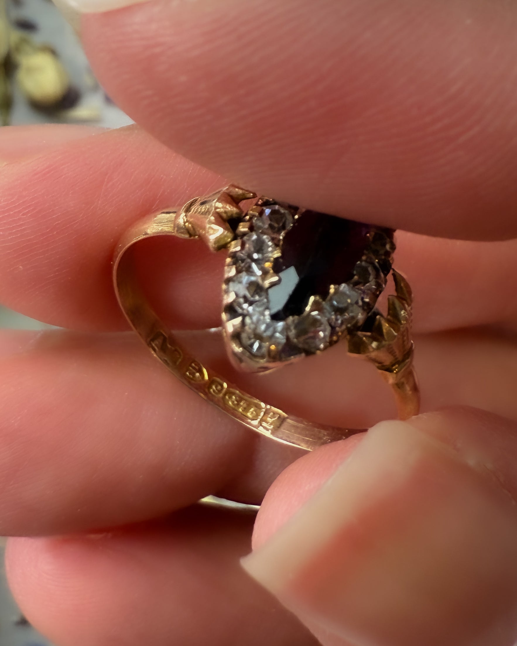 Edwardian Purple and Clear stone Ring