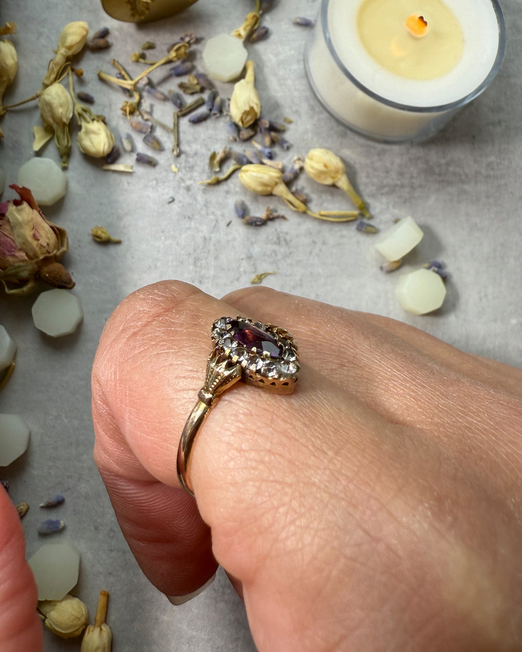 Edwardian Purple and Clear stone Ring