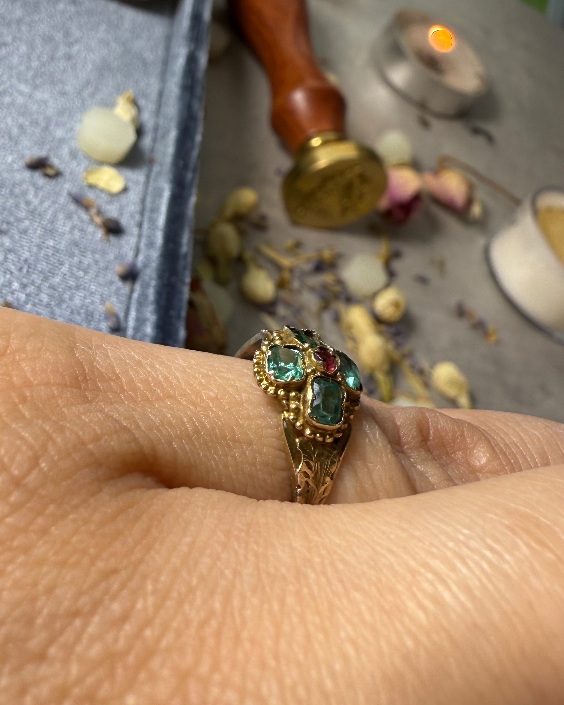 Victorian 'Emerald' and 'Ruby' Paste Ring