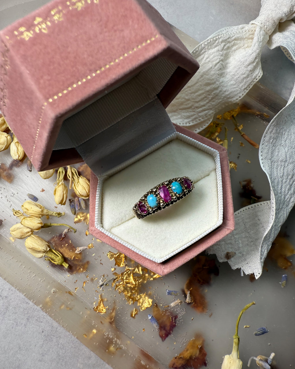 Victorian Ruby and Turquoise Ring